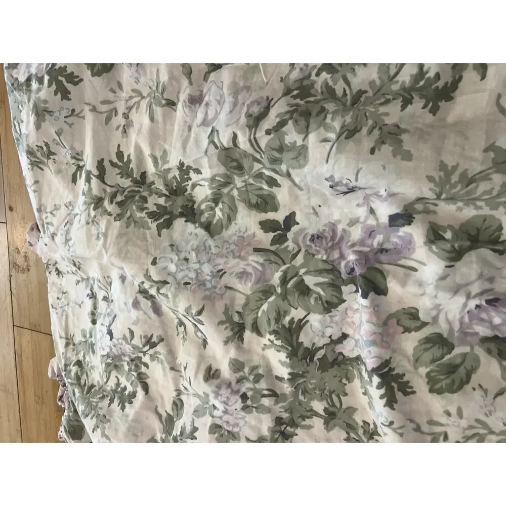 Rachel Ashwell Treasure Bohemian Pink Blue Floral Queen Duvet Cover Ruffled Edg